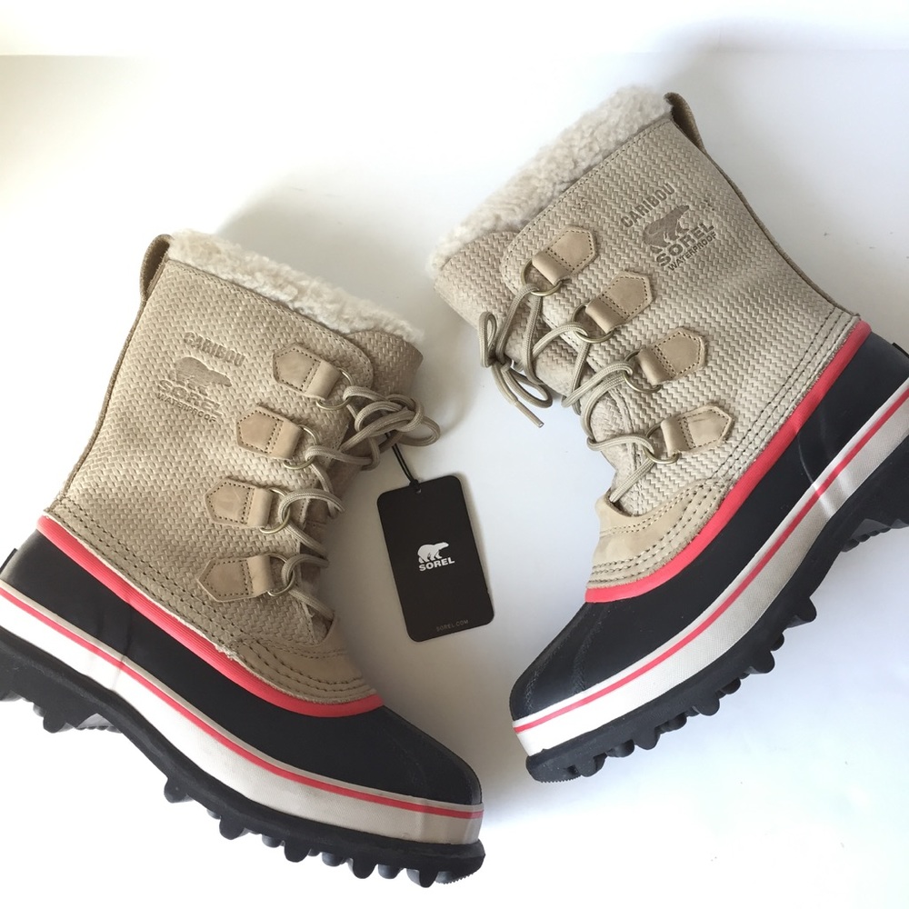 Sorel Caribou Herringbone Tan Winter Boots Sz 7.5